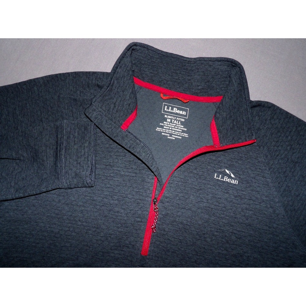 L.L. Bean Fitted Lined Dark Gray 1/4 Zip Athletic Hiking Jacket Men's MED Tall